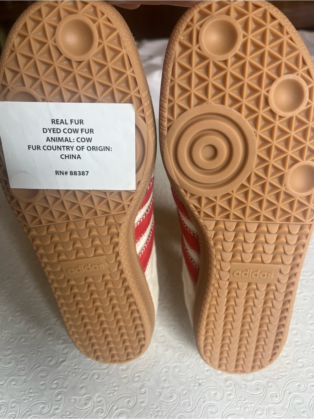 Adidas Gender Inclusive Samba OG Beige/Cream/Red Pony Hair Sneakers (Unisex) - Picture 9 of 10